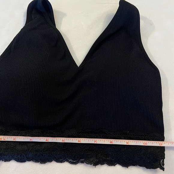 M NEW Maurices Womens Ribbed Lace Bralette Bra Padded Black Wireless Seamless 
N - Picture 4 of 7